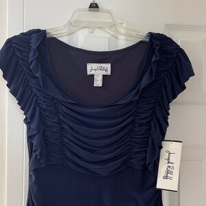 Joseph Ribkoff Navy Ruffle Mini Dress NWT
